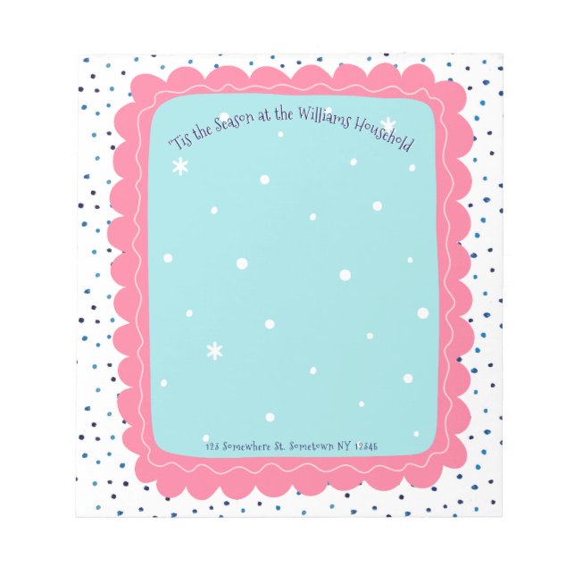 Tis the Season Family Holiday Hand-drawn Custom Notizblock (Vorderseite)