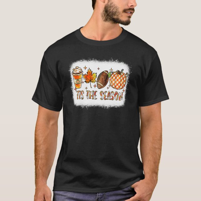 Tis the Season Football Halloween Pumpkin Coffee R T-Shirt (Vorderseite)
