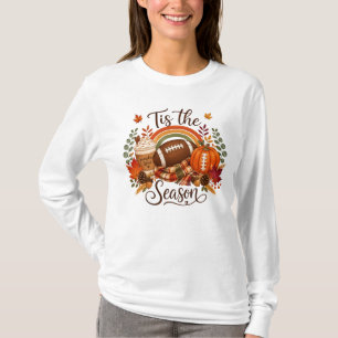 Tis The Season Football Kürbis Gewürz Herbst Regen T-Shirt