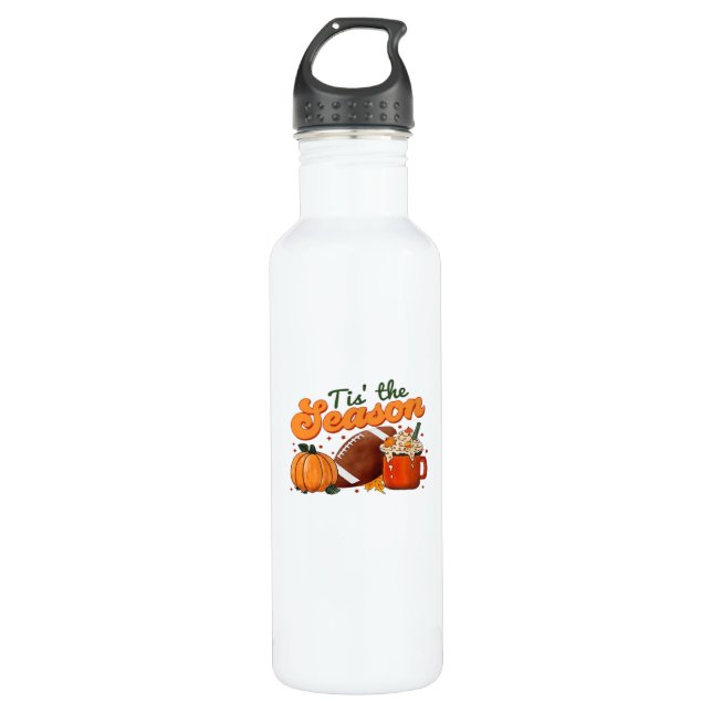 Tis The Season Football Mug Autumn Design Edelstahlflasche (Vorderseite)