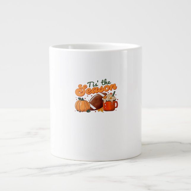 Tis The Season Football Mug Autumn Design Jumbo-Tasse (Vorderseite)