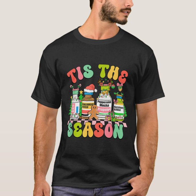 Tis The Season Funny Nurse Christmas Bottles  T-Shirt (Vorderseite)