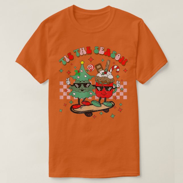 tis the season hot cocoa santa claus retro christm T-Shirt (Design vorne)