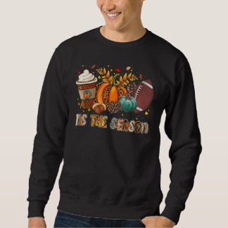 Tis' The Season Leopard Pumpkin Football Halloween Sweatshirt