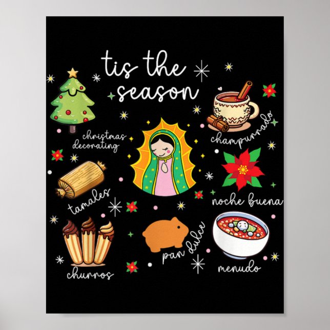 Tis The Season Mexican Christmas Feliz Navidad Xma Poster (Vorne)