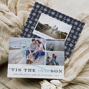 Tis the Season Nautical Holiday Photo Card Feiertagskarte