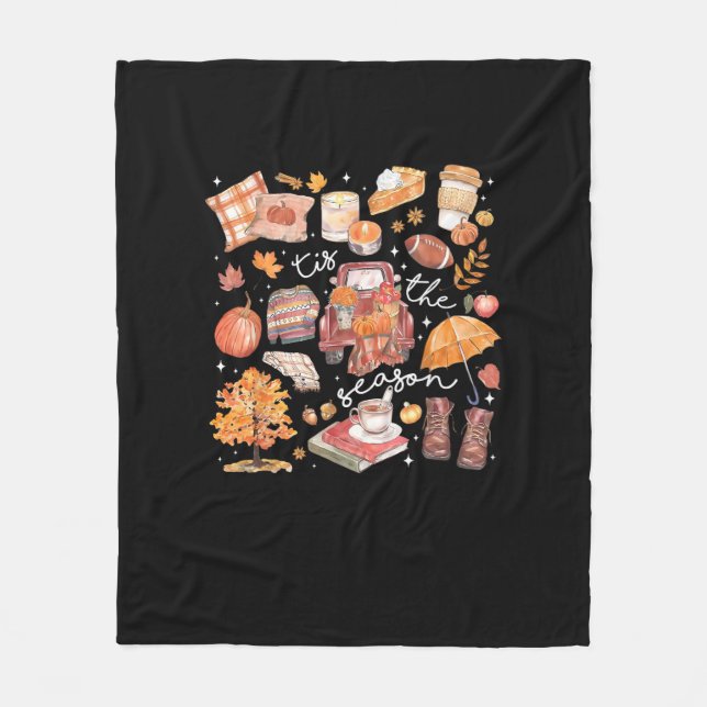 Tis The Season Pumpkin Autumn Fall Yall Leaves Tha Fleecedecke (Vorderseite)