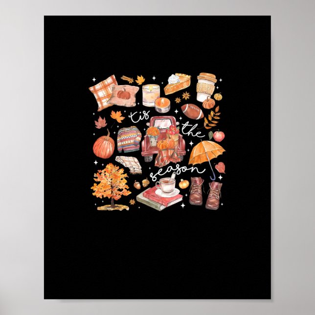 Tis The Season Pumpkin Autumn Fall Yall Leaves Tha Poster (Vorne)