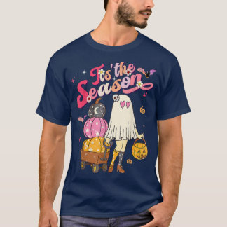 Tis the Season Pumpkin Boo 60s 70s Hippie Hallowee T-Shirt