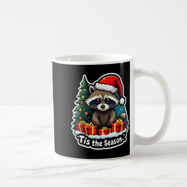 Tis The Season Racoon Christmas Tree Festive Xmas  Kaffeetasse (Rechts)