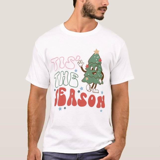 Tis The Season Retro Christmas T-Shirt (Vorderseite)