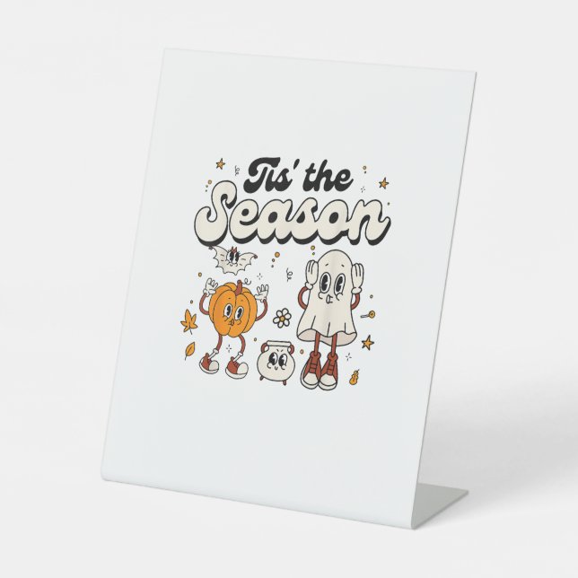 Tis The Season Retro Halloween Party Funny Boo Pum Sockelschild (Vorderseite)