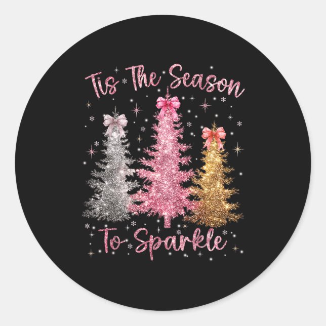 Tis The Season Sparkle Christmas Tree Xmas Women G Runder Aufkleber (Vorderseite)