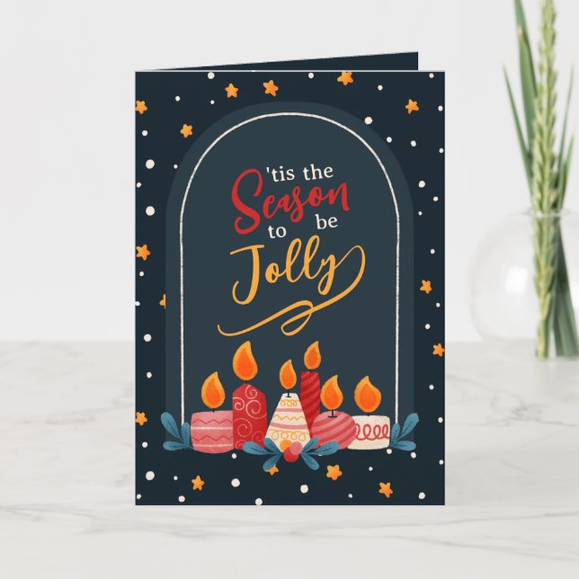 Tis the Season to Be Jolly Christmas Candle Card Karte (Vorderseite)