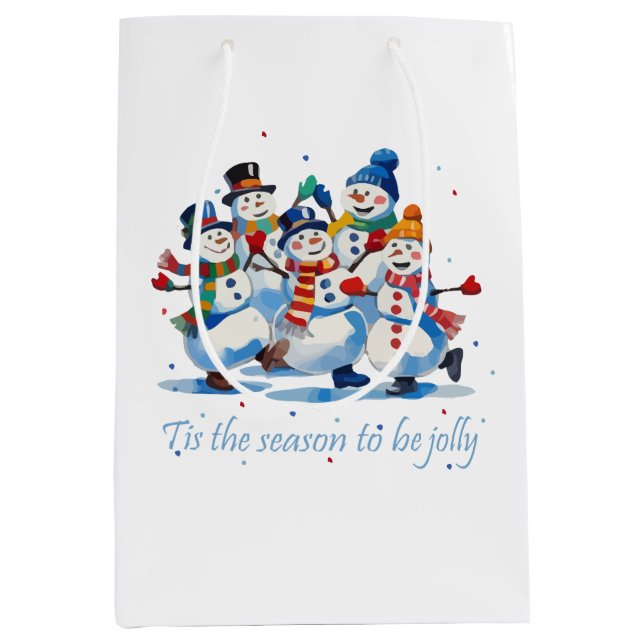 Tis the Season to be Jolly Dancing Jolly Snowmen Mittlere Geschenktüte (Vorderseite)