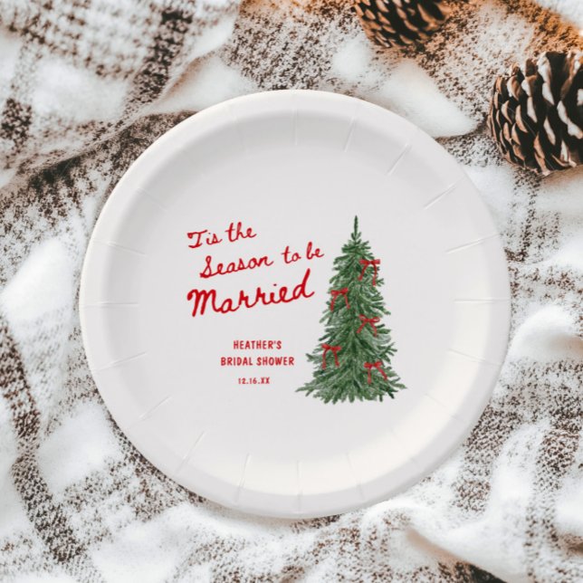 Tis the Season to be Married Holiday Bridal Shower Pappteller (Von Creator hochgeladen)