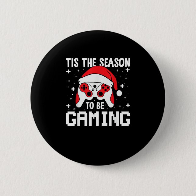 Tis The Season To Gaming Christmas Gamer Heartbeat Button (Vorderseite)