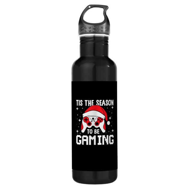 Tis The Season To Gaming Christmas Gamer Heartbeat Edelstahlflasche (Vorderseite)