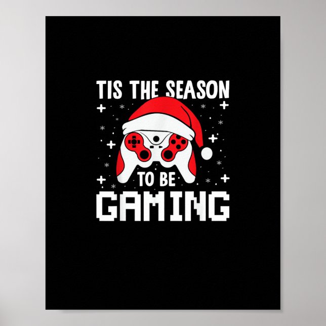 Tis The Season To Gaming Christmas Gamer Heartbeat Poster (Vorne)