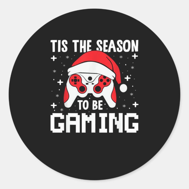 Tis The Season To Gaming Christmas Gamer Heartbeat Runder Aufkleber (Vorderseite)