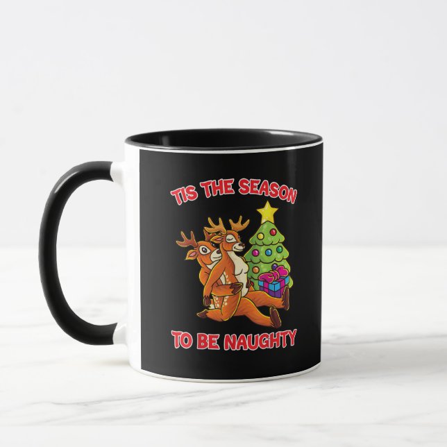 Tis The Season To Naughty Rudolph Reindeer Couple Tasse (Links)