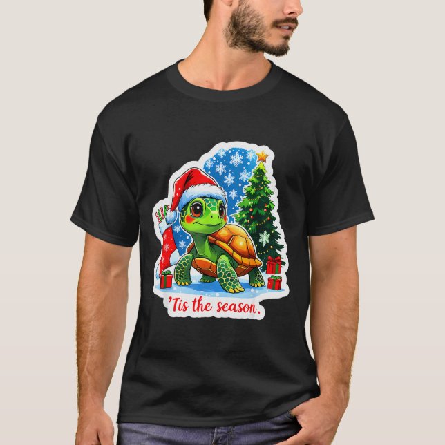 Tis The Season Turtle Pet Owner Christmas Festive  T-Shirt (Vorderseite)