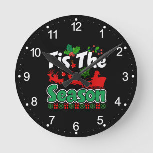 Tis The Season Weihnachtsdesign-61067 Runde Wanduhr