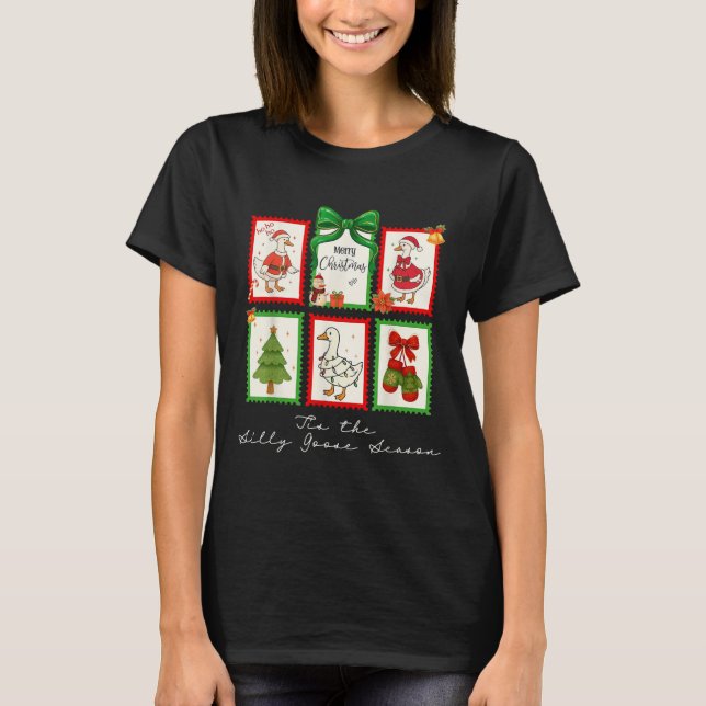 Tis The Silly Goose Season Christmas Stamps Cute G T-Shirt (Vorderseite)