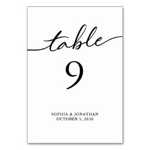 Tisch 9 Schwarze Kalligrafie Personalisierte Hochz Tischnummer