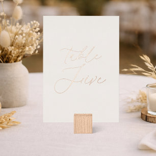 Tisch Fünf Hochzeitsschild Echtes Goldfolien-Kär Folieneinladung