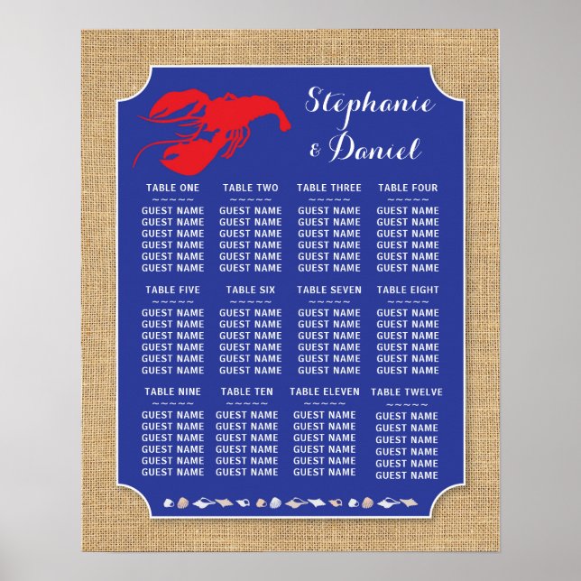 Tisch Hochzeitskrautfisch Boil Hummer Plakatsitze Poster (Vorne)