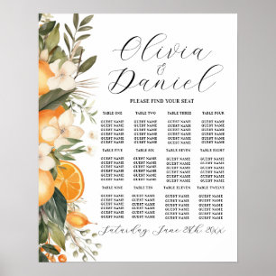 Tisch Hochzeitssitze 12 Orangen Citrus Florals Poster