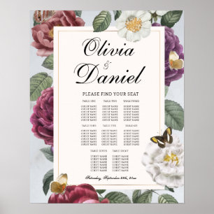 Tisch Hochzeitssitze 8 Blütenschmetterling Poster