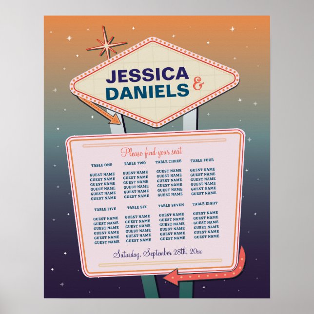 Tisch Hochzeitssitze 8 Chart Las Vegas Casino Poster (Vorne)