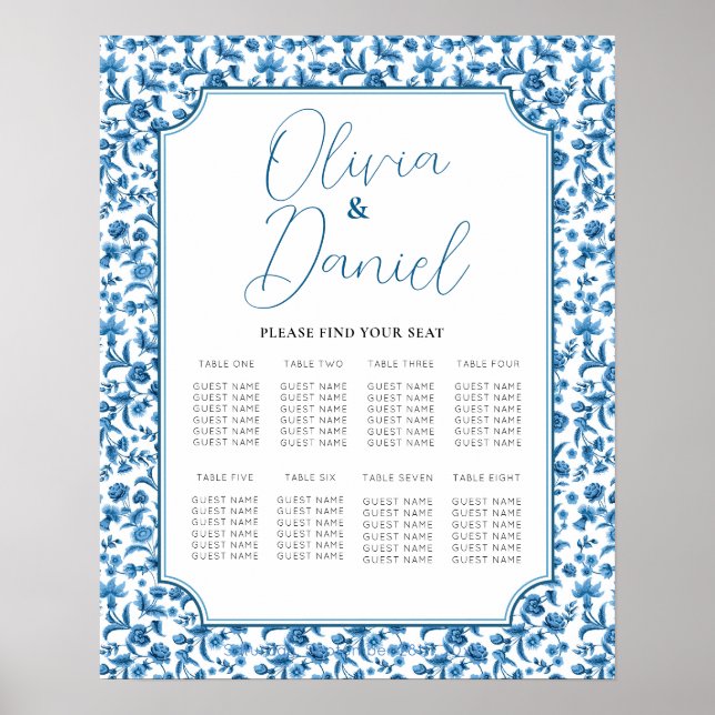 Tisch Hochzeitssitze 8 Chintz Blau & Weiß Poster (Vorne)
