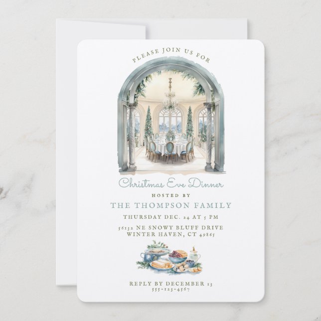 Tisch im Speisesaal | Abendessen Einladung (Vorderseite)