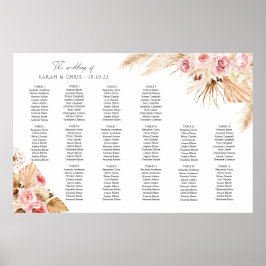 Tisch Plan Hochzeitskarte Boho Floral Poster