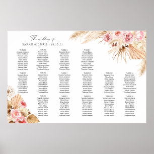 Tisch Plan Hochzeitskarte Boho Floral Poster