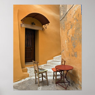 Tischanordnung auf der Seite, Chania, Kreta, Griec Poster