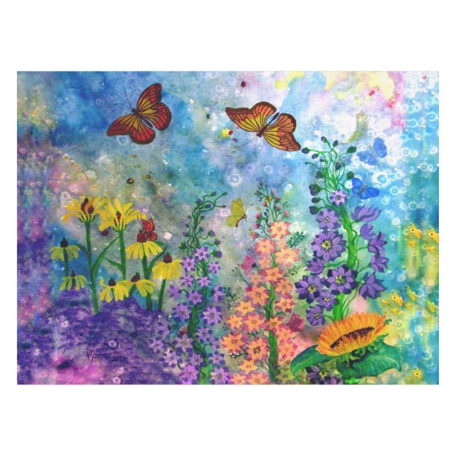 Tischdecke des Schmetterlings-Garten-(3 Größen) (Vorderseite (Horizontal))