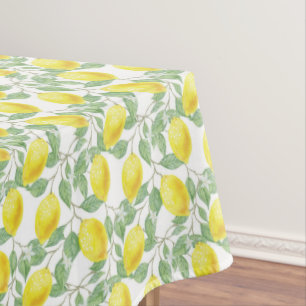Tischdecke Happy Lemons Gelb und grünes Laub 