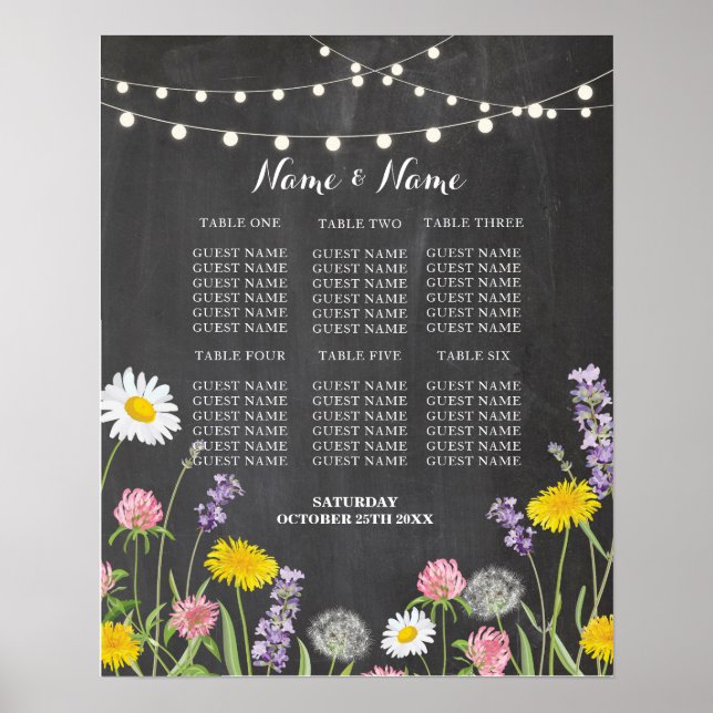 Tischdecke Hochzeit Wilde Blume Plakatsitze Poster (Vorne)