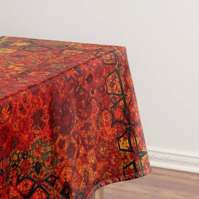 Tischdecke mit verbranntem Orange-Muster für Wohnr (Beispiel)