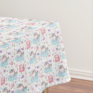 Tischdecke Rosa, Blau Einhorn Regenbogen Katze