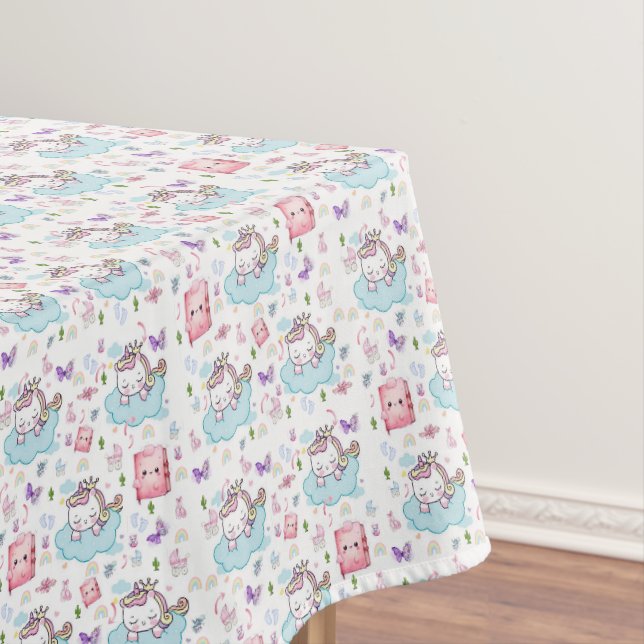 Tischdecke Rosa, Blau Einhorn Regenbogen Katze (Beispiel)