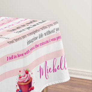 Tischdecke Rosa & Weiß gestreift Alles Gute zum Ge