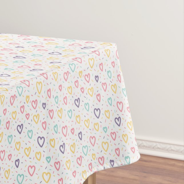 Tischdecke Valentinstag Bunte Herzen  (Beispiel)