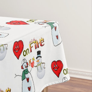Tischdecke Valentinstag Herz Feuer Schneemann 