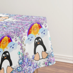 Tischdecke Valentinstag Pinguin Herzen