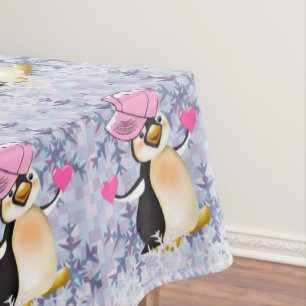 Tischdecke Valentinstag Pinguin Herzen